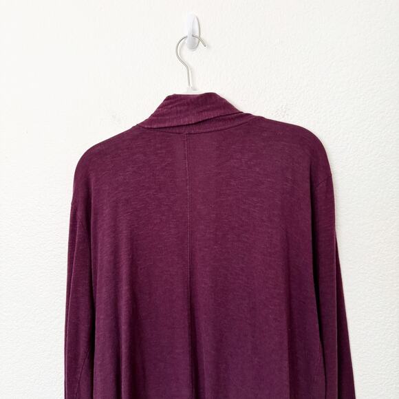 [Lucy] Purple Open Front Slub Knit Cocoon Cardigan Cozy Wrap Sweater *Flaw Sz XL - Picture 7 of 11
